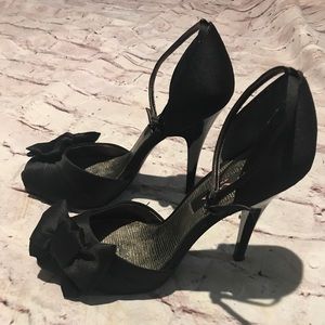 Nina satin dressy peep-toe heels